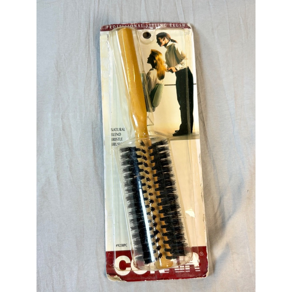 Vintage Conair round hair brush 10 Row Wood Handle #923BPC